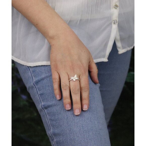 Sterling Silver Textured Butterfly Ring Size 8 1/4 - Picture 4 of 7